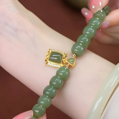 Set Gioielli Esmira – Collana e Bracciale in Vera Pietra di Giada Verde