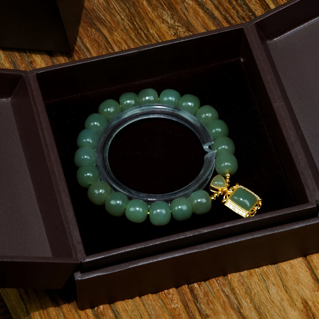 Set Gioielli Esmira – Collana e Bracciale in Vera Pietra di Giada Verde